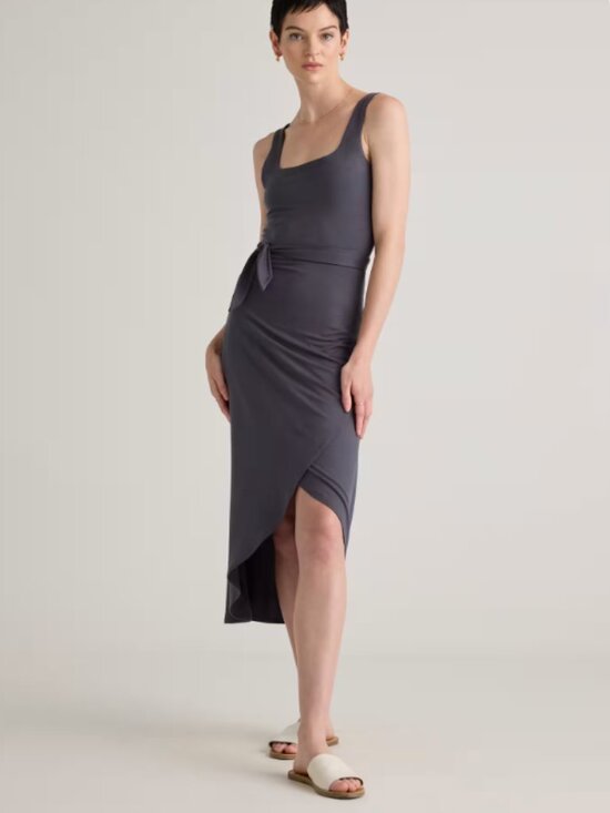 Quince Dresses & Skirts - Quince Tencel Jersey Side Tie Midi Dress Carbon Grey Medium